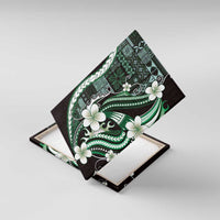 Samoa Siapo Tribal Pattern Canvas Wall Art Forest Green Polynesian Plumeria Tapa Motif