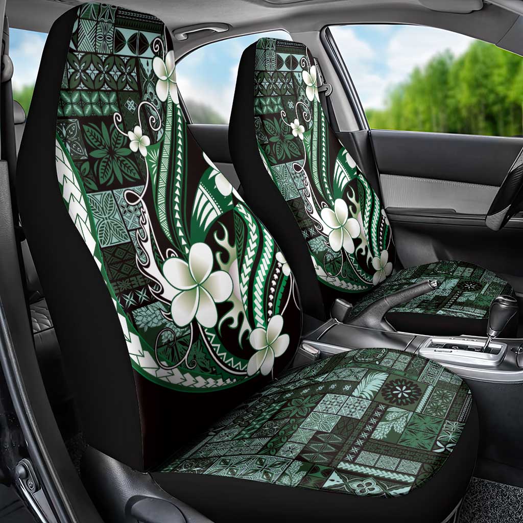 Samoa Siapo Tribal Pattern Car Seat Cover Forest Green Polynesian Plumeria Tapa Motif LT9 - Polynesian Pride