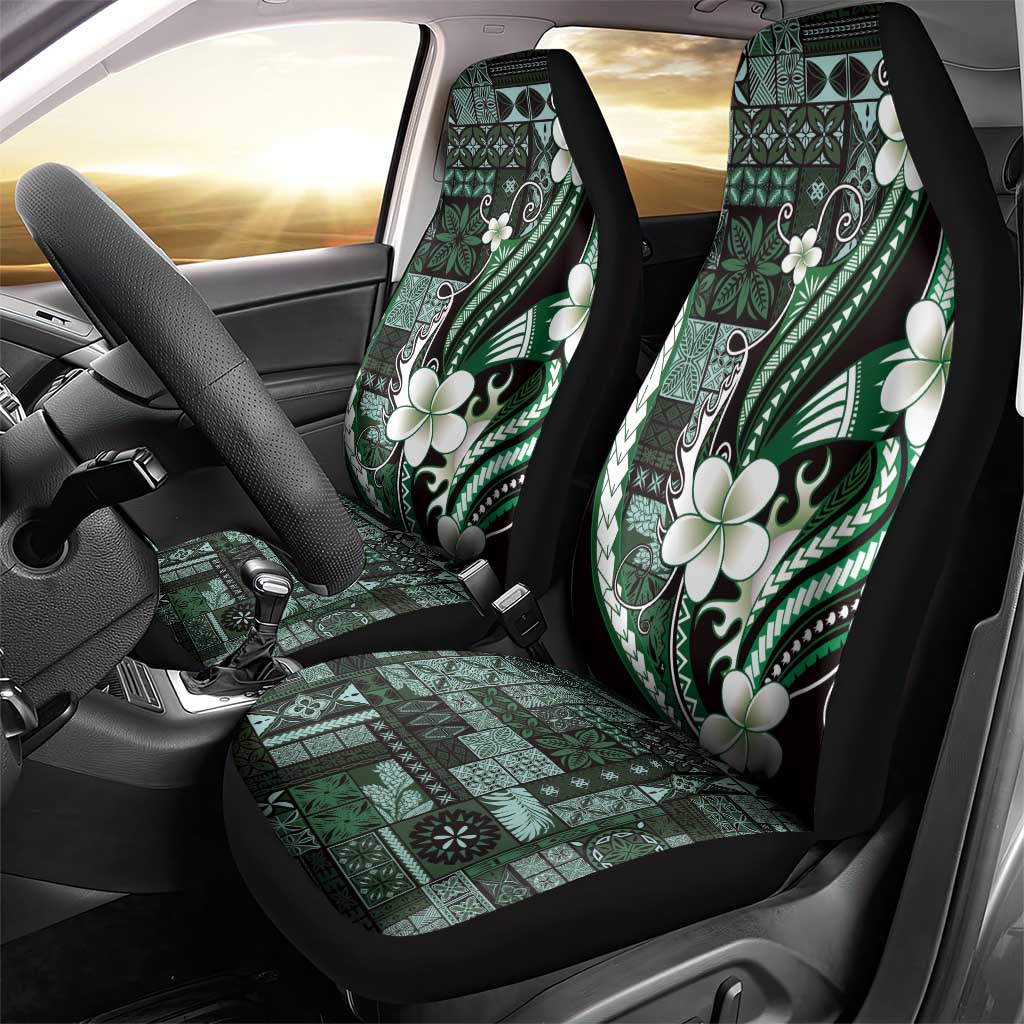 Samoa Siapo Tribal Pattern Car Seat Cover Forest Green Polynesian Plumeria Tapa Motif LT9 - Polynesian Pride