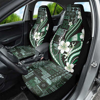 Samoa Siapo Tribal Pattern Car Seat Cover Forest Green Polynesian Plumeria Tapa Motif LT9 - Polynesian Pride