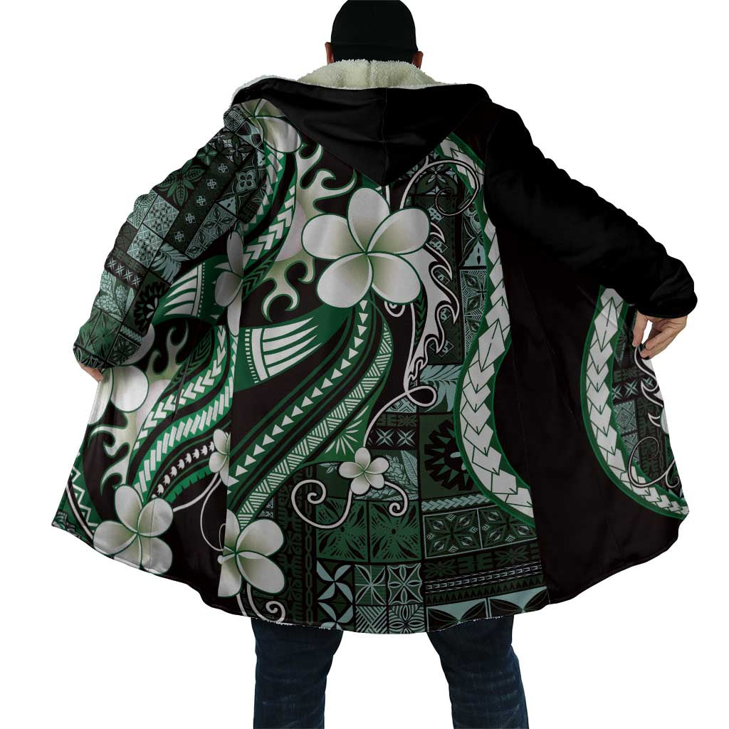 Samoa Siapo Tribal Pattern Cloak Forest Green Polynesian Plumeria Tapa Motif