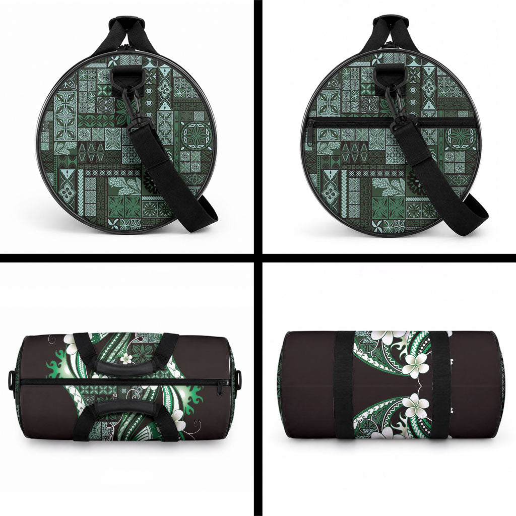Samoa Siapo Tribal Pattern Duffle Bag Forest Green Polynesian Plumeria Tapa Motif LT9 - Polynesian Pride
