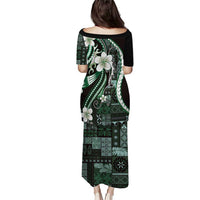 Samoa Siapo Tribal Pattern Family Matching Puletasi and Hawaiian Shirt Forest Green Polynesian Plumeria Tapa Motif LT9 - Polynesian Pride