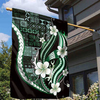 Samoa Siapo Tribal Pattern Garden Flag Forest Green Polynesian Plumeria Tapa Motif