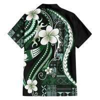 Samoa Siapo Tribal Pattern Hawaiian Shirt Forest Green Polynesian Plumeria Tapa Motif LT9 - Polynesian Pride