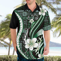 Samoa Siapo Tribal Pattern Hawaiian Shirt Forest Green Polynesian Plumeria Tapa Motif LT9 - Polynesian Pride