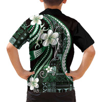 Samoa Siapo Tribal Pattern Hawaiian Shirt Forest Green Polynesian Plumeria Tapa Motif LT9 - Polynesian Pride