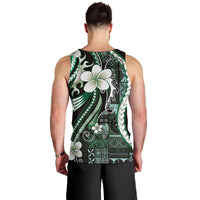 Samoa Siapo Tribal Pattern Men Tank Top Forest Green Polynesian Plumeria Tapa Motif