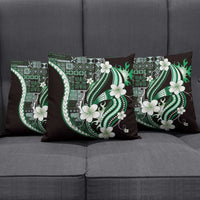 Samoa Siapo Tribal Pattern Pillow Cover Forest Green Polynesian Plumeria Tapa Motif