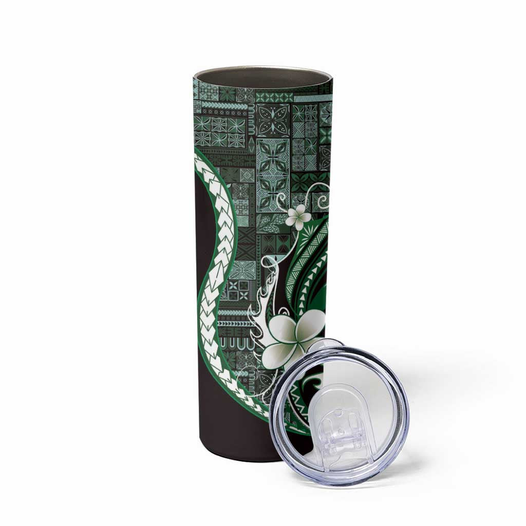 Samoa Siapo Tribal Pattern Skinny Tumbler Forest Green Polynesian Plumeria Tapa Motif LT9 - Polynesian Pride