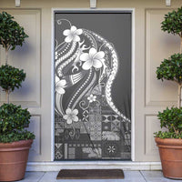 Samoa Siapo Tribal Pattern Door Cover Light Gray Polynesian Plumeria Tapa Motif LT9 Gray - Polynesian Pride