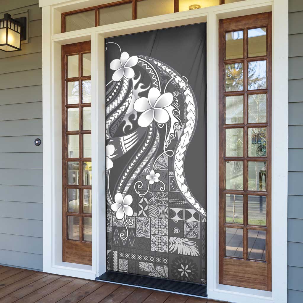 Samoa Siapo Tribal Pattern Door Cover Light Gray Polynesian Plumeria Tapa Motif LT9 - Polynesian Pride