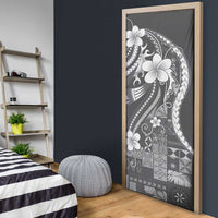 Samoa Siapo Tribal Pattern Door Cover Light Gray Polynesian Plumeria Tapa Motif LT9 - Polynesian Pride