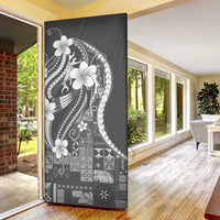 Samoa Siapo Tribal Pattern Door Cover Light Gray Polynesian Plumeria Tapa Motif LT9 - Polynesian Pride