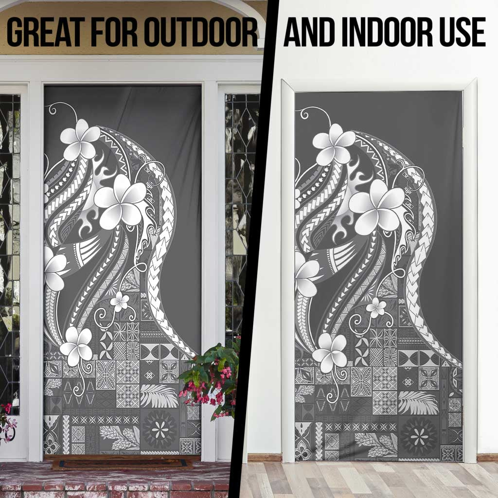 Samoa Siapo Tribal Pattern Door Cover Light Gray Polynesian Plumeria Tapa Motif LT9 - Polynesian Pride