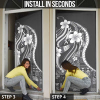 Samoa Siapo Tribal Pattern Door Cover Light Gray Polynesian Plumeria Tapa Motif LT9 - Polynesian Pride