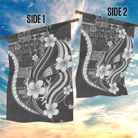 Samoa Siapo Tribal Pattern Garden Flag Light Gray Polynesian Plumeria Tapa Motif