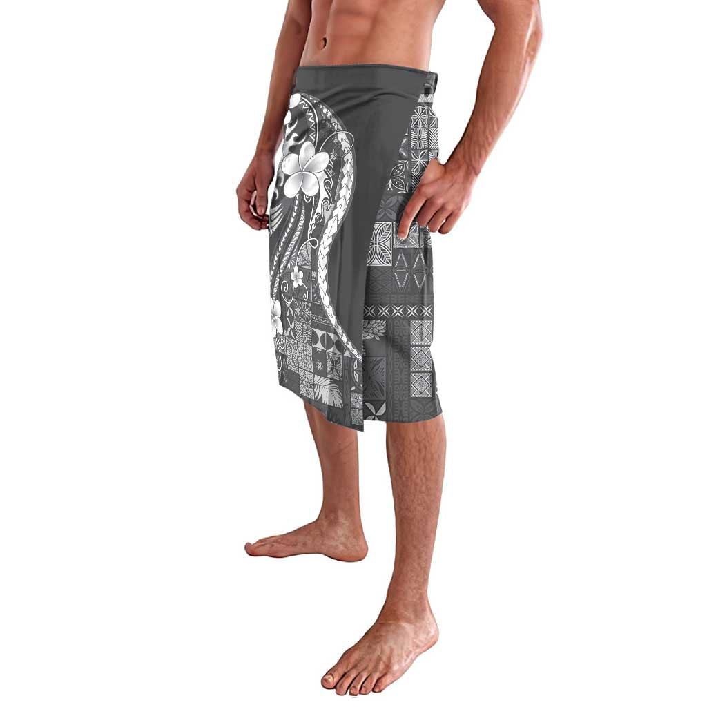 Samoa Siapo Tribal Pattern Lavalava Light Gray Polynesian Plumeria Tapa Motif