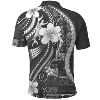 Samoa Siapo Tribal Pattern Polo Shirt Light Gray Polynesian Plumeria Tapa Motif