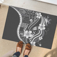 Samoa Siapo Tribal Pattern Rubber Doormat Light Gray Polynesian Plumeria Tapa Motif
