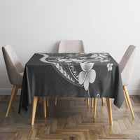 Samoa Siapo Tribal Pattern Tablecloth Light Gray Polynesian Plumeria Tapa Motif