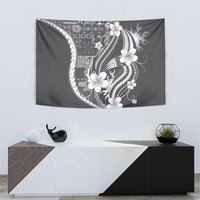 Samoa Siapo Tribal Pattern Tapestry Light Gray Polynesian Plumeria Tapa Motif