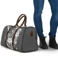 Samoa Siapo Tribal Pattern Travel Bag Light Gray Polynesian Plumeria Tapa Motif