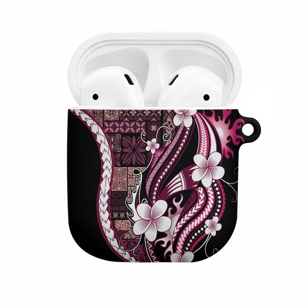 Samoa Siapo Tribal Pattern AirPods Case Violet Polynesian Plumeria Tapa Motif