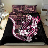 Samoa Siapo Tribal Pattern Bedding Set Violet Polynesian Plumeria Tapa Motif