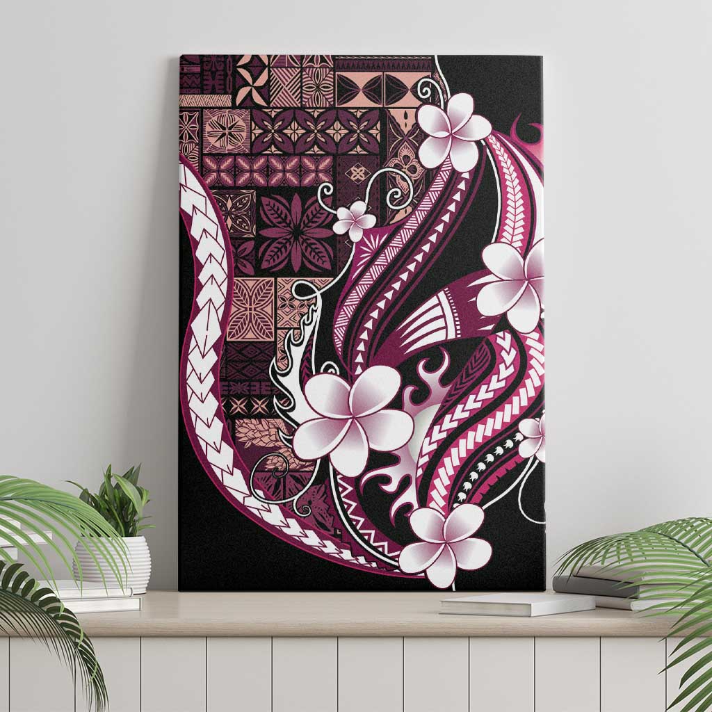 Samoa Siapo Tribal Pattern Canvas Wall Art Violet Polynesian Plumeria Tapa Motif
