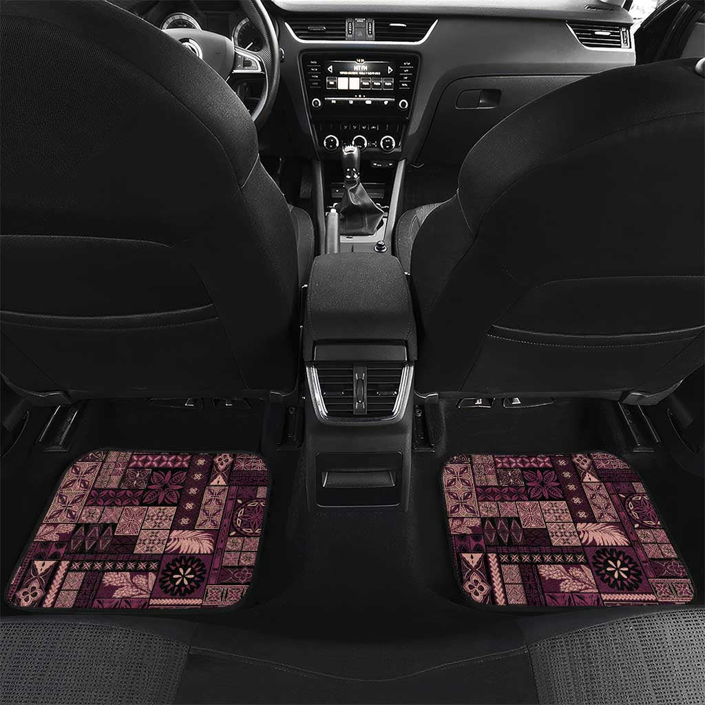 Samoa Siapo Tribal Pattern Car Mats Violet Polynesian Plumeria Tapa Motif