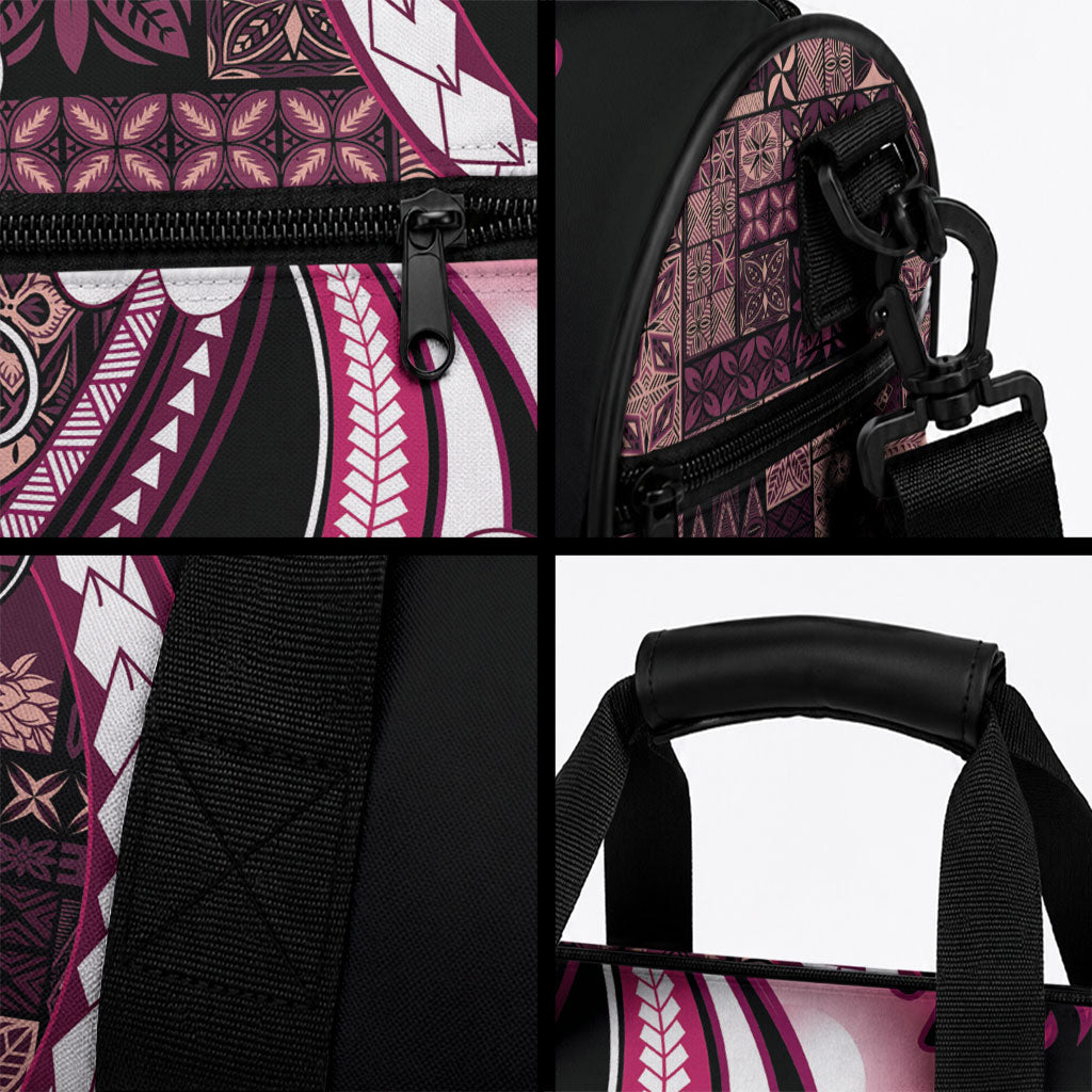 Samoa Siapo Tribal Pattern Duffle Bag Violet Polynesian Plumeria Tapa Motif LT9 - Polynesian Pride