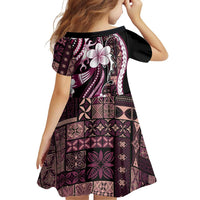 Samoa Siapo Tribal Pattern Family Matching Long Sleeve Bodycon Dress and Hawaiian Shirt Violet Polynesian Plumeria Tapa Motif LT9 - Polynesian Pride