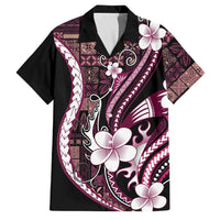 Samoa Siapo Tribal Pattern Family Matching Off Shoulder Maxi Dress and Hawaiian Shirt Violet Polynesian Plumeria Tapa Motif LT9 Dad's Shirt - Short Sleeve Violet - Polynesian Pride