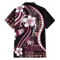 Samoa Siapo Tribal Pattern Family Matching Puletasi and Hawaiian Shirt Violet Polynesian Plumeria Tapa Motif LT9 - Polynesian Pride