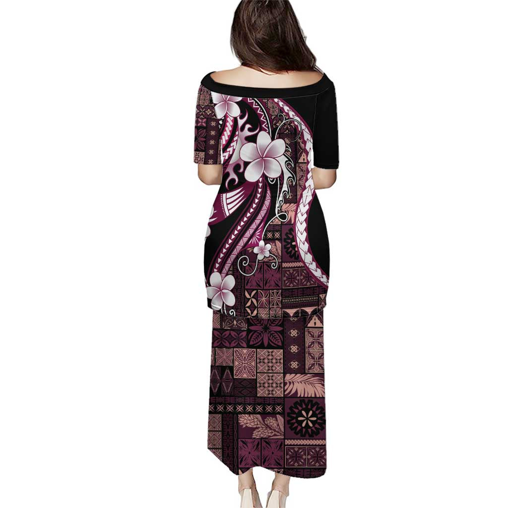 Samoa Siapo Tribal Pattern Family Matching Puletasi and Hawaiian Shirt Violet Polynesian Plumeria Tapa Motif LT9 - Polynesian Pride