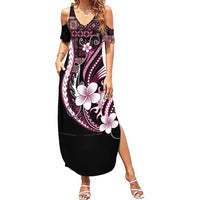 Samoa Siapo Tribal Pattern Family Matching Summer Maxi Dress and Hawaiian Shirt Violet Polynesian Plumeria Tapa Motif LT9 Mom's Dress Violet - Polynesian Pride