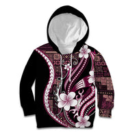 Samoa Siapo Tribal Pattern Kid Hoodie Violet Polynesian Plumeria Tapa Motif