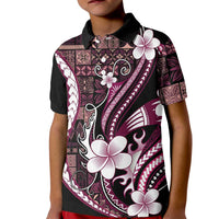 Samoa Siapo Tribal Pattern Kid Polo Shirt Violet Polynesian Plumeria Tapa Motif LT9 Kid Violet - Polynesian Pride
