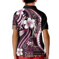 Samoa Siapo Tribal Pattern Kid Polo Shirt Violet Polynesian Plumeria Tapa Motif LT9 - Polynesian Pride