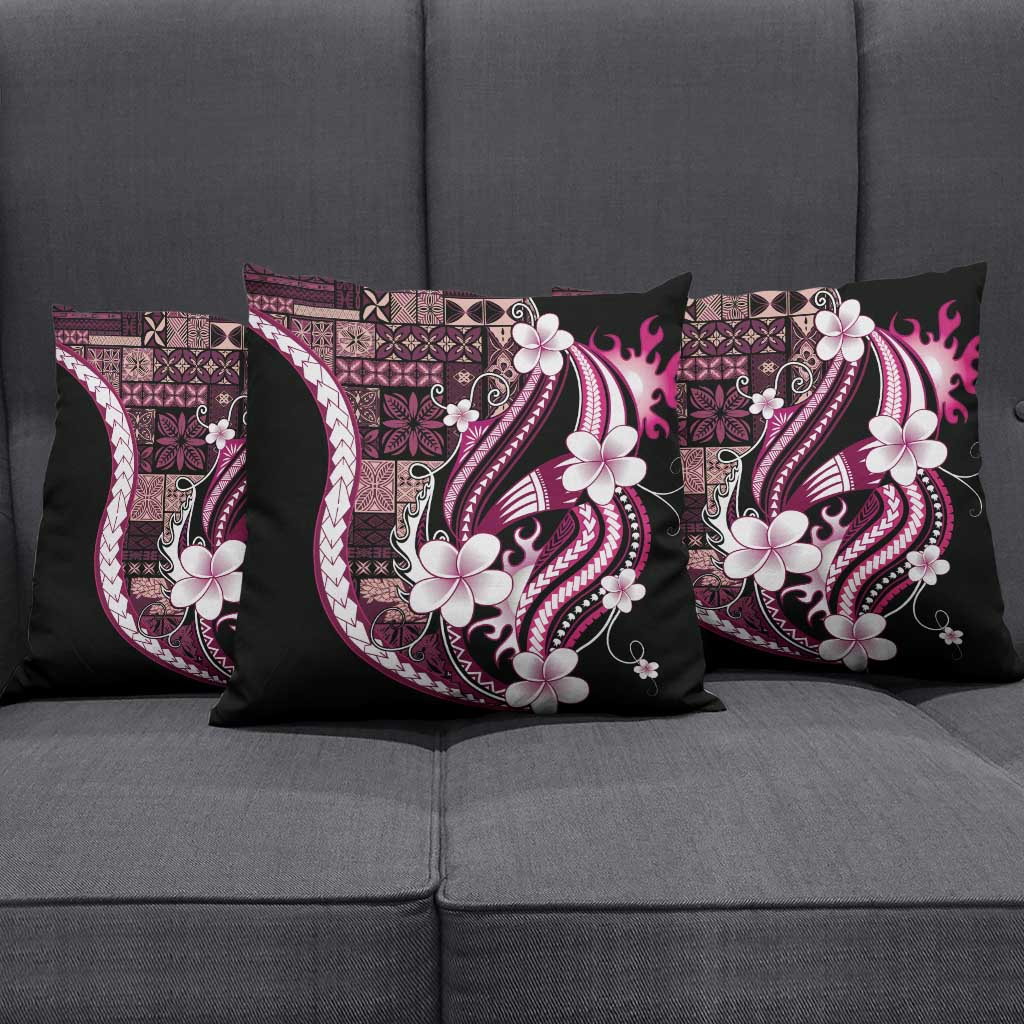 Samoa Siapo Tribal Pattern Pillow Cover Violet Polynesian Plumeria Tapa Motif