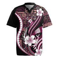 Samoa Siapo Tribal Pattern Rugby Jersey Violet Polynesian Plumeria Tapa Motif LT9 Violet - Polynesian Pride