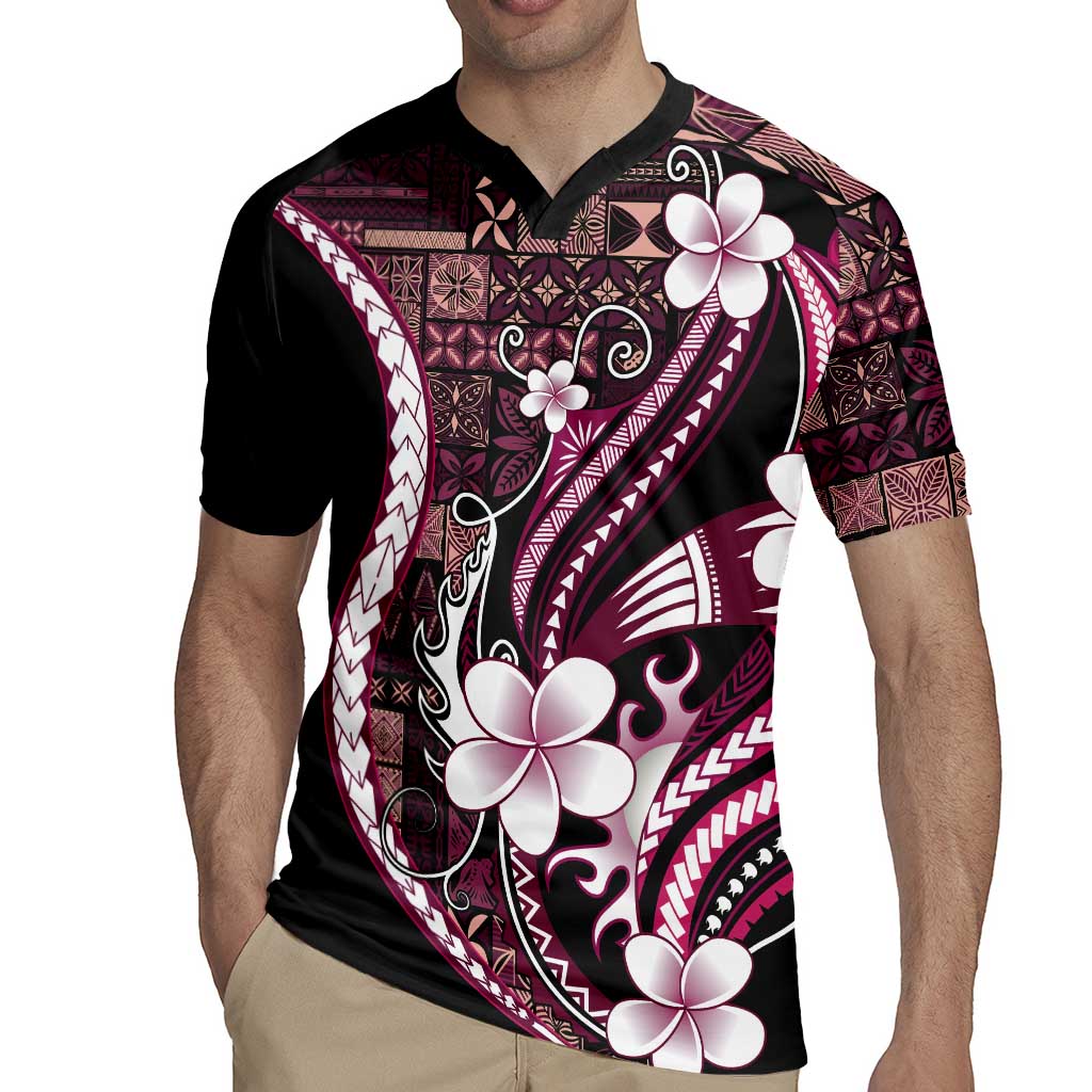 Samoa Siapo Tribal Pattern Rugby Jersey Violet Polynesian Plumeria Tapa Motif LT9 - Polynesian Pride