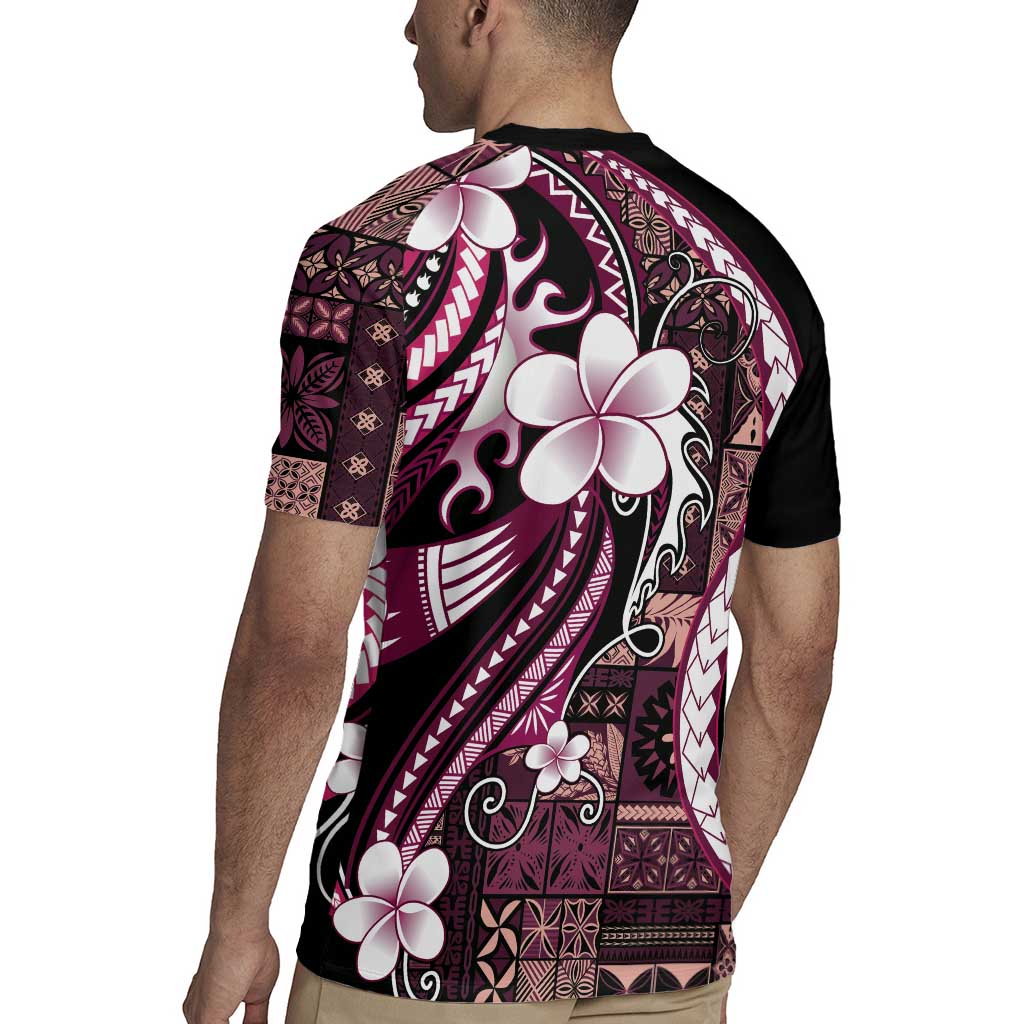 Samoa Siapo Tribal Pattern Rugby Jersey Violet Polynesian Plumeria Tapa Motif LT9 - Polynesian Pride