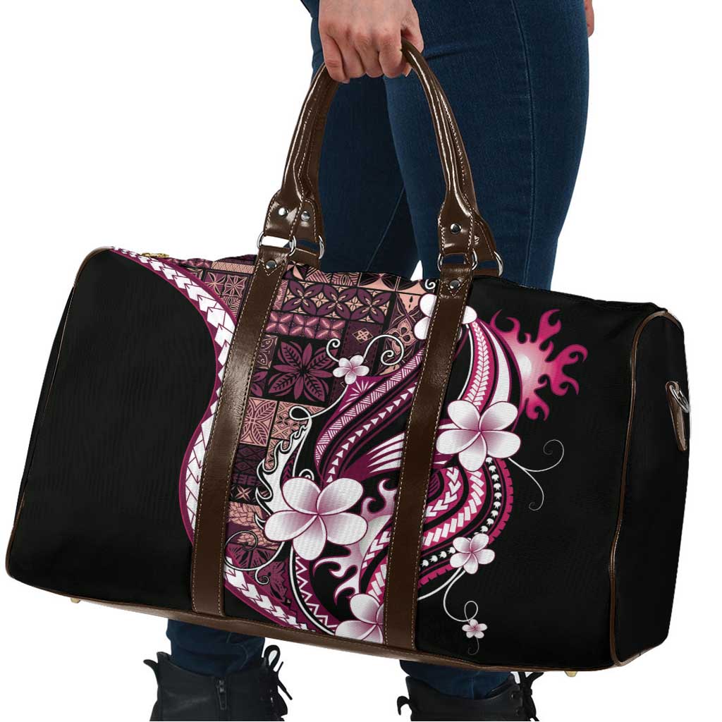 Samoa Siapo Tribal Pattern Travel Bag Violet Polynesian Plumeria Tapa Motif