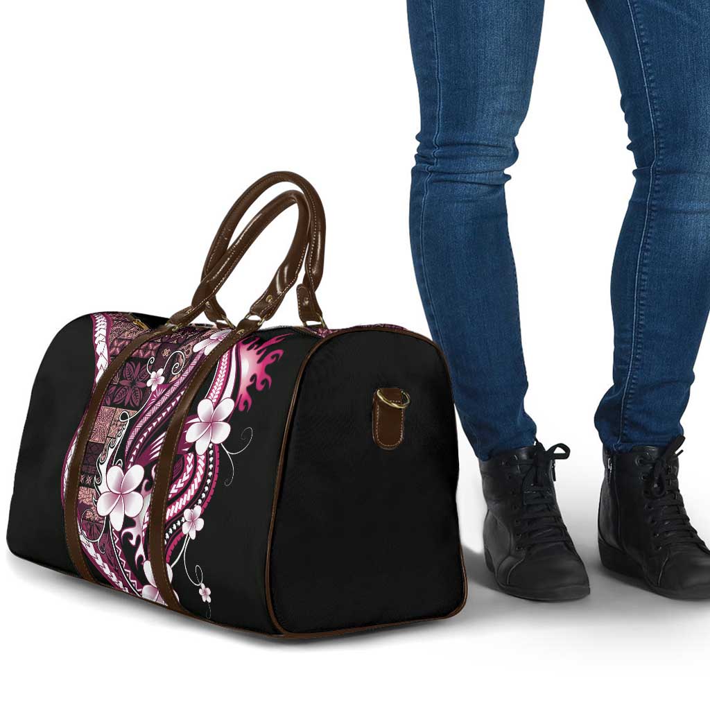 Samoa Siapo Tribal Pattern Travel Bag Violet Polynesian Plumeria Tapa Motif