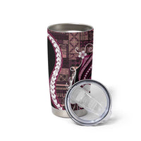 Samoa Siapo Tribal Pattern Tumbler Cup Violet Polynesian Plumeria Tapa Motif