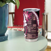 Samoa Siapo Tribal Pattern Tumbler Cup Violet Polynesian Plumeria Tapa Motif
