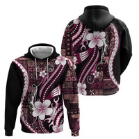 Samoa Siapo Tribal Pattern Zip Hoodie Violet Polynesian Plumeria Tapa Motif