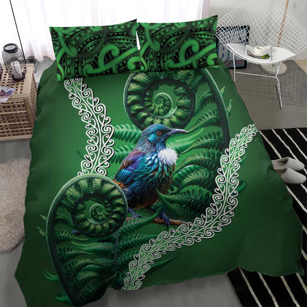Tui Bird Koru Silver Fern Aotearoa Bedding Set
